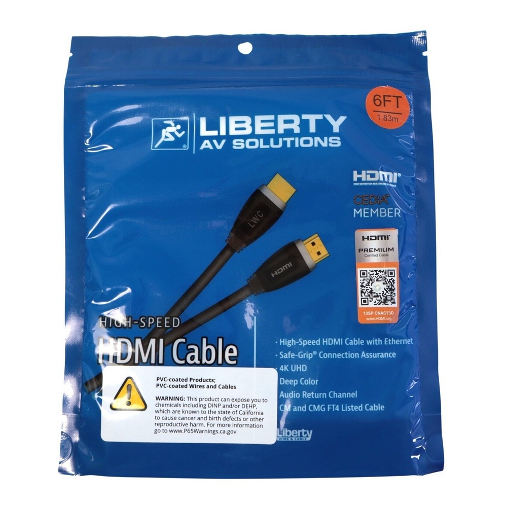 Liberty AV Solutions 6ft High-Speed HDMI Cable 4K‎ UHD Premium Certified Black